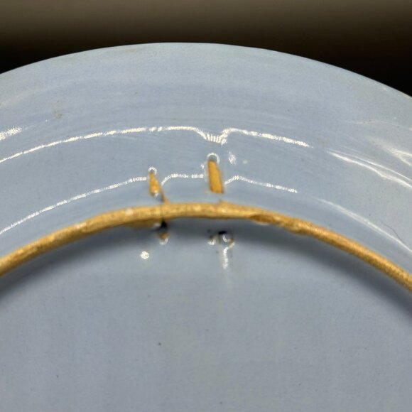 Vintage Wall Hanging Plate Italian Pottery Winter Blue Snow Cabin Lake Italy - Picture 5 of 10